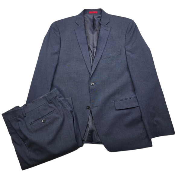 Alfani Slim Fit Suit Mens 40R 2 Piece Pants 32x34 Navy Blue Stretch